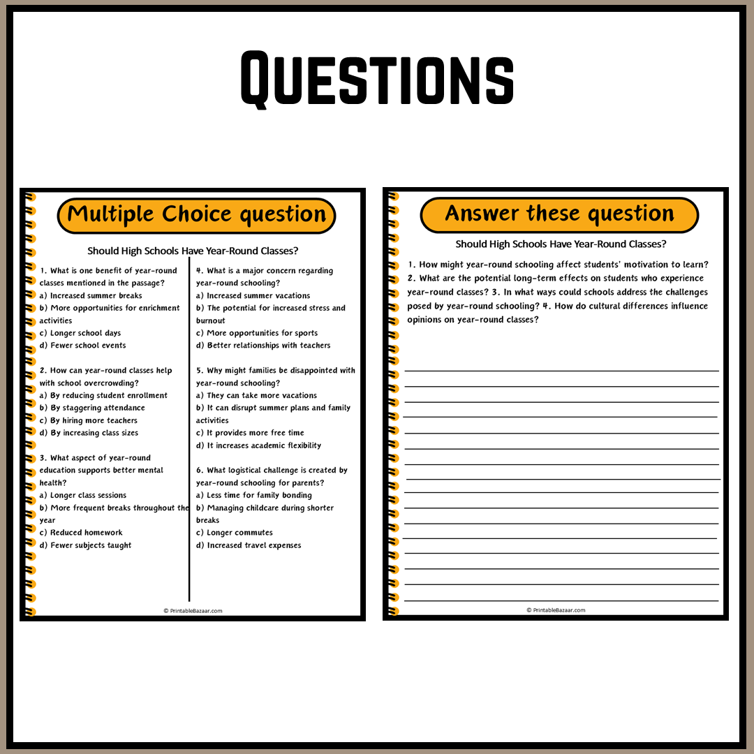 Should High Schools Have Year-Round Classes? | Debate Case Study Worksheet