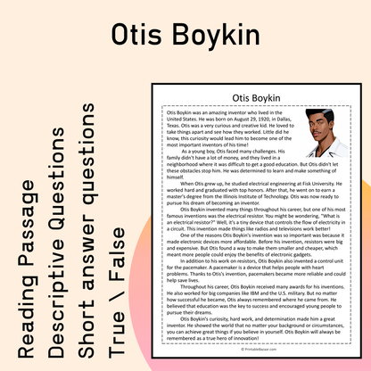 Otis Boykin | Reading Comprehension Passage Printable Activity
