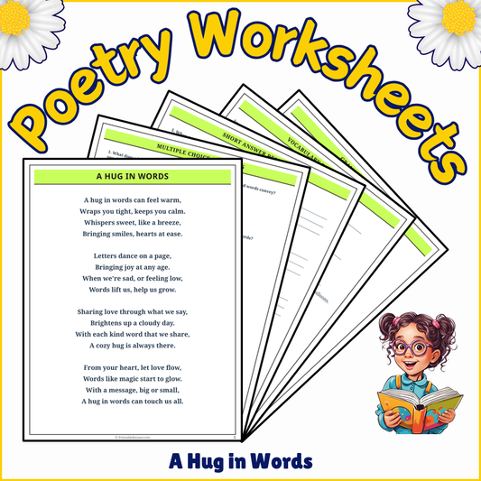 A Hug in Words | Poem Grammar Worksheet Printable Activity