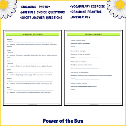 Power of the Sun | Poem Grammar Worksheet Printable Activity