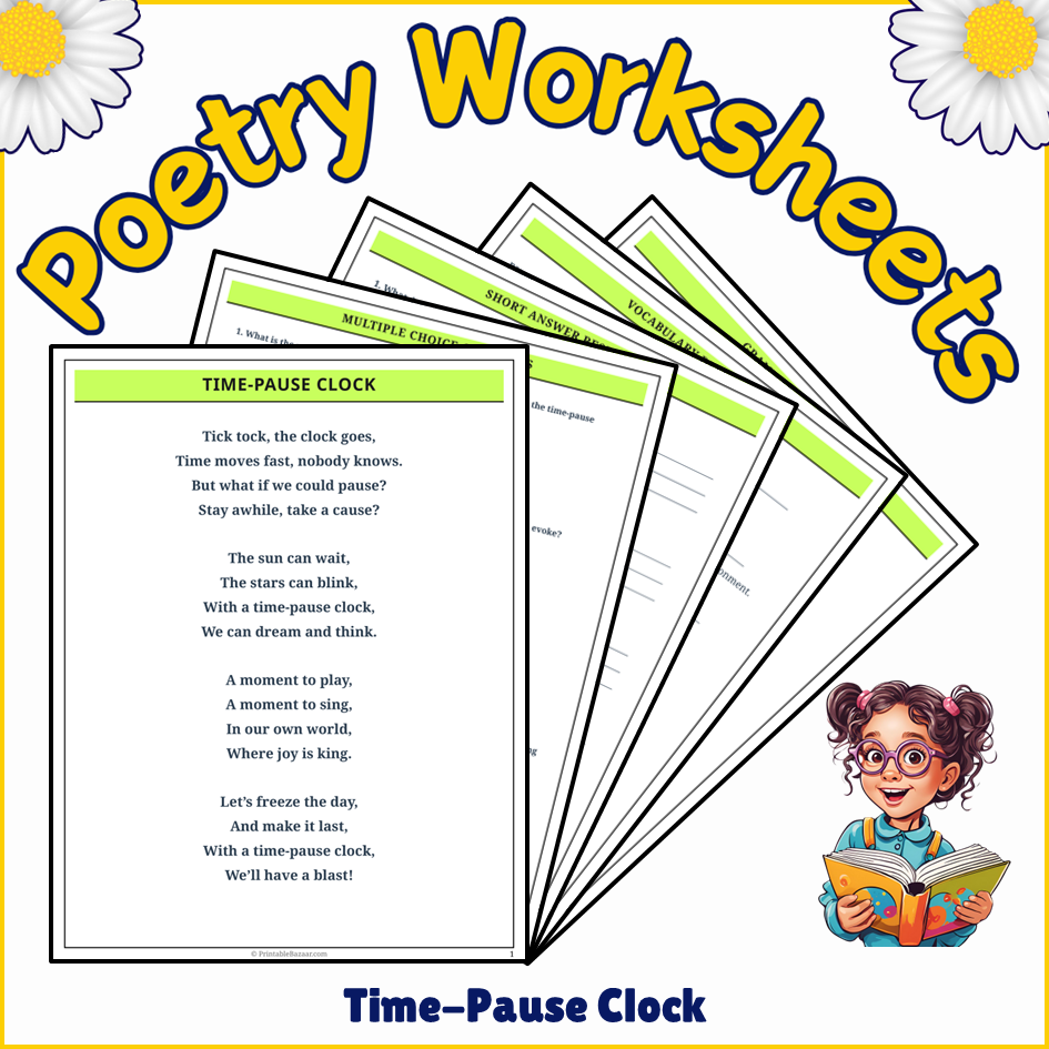 Time-Pause Clock | Poem Grammar Worksheet Printable Activity ...