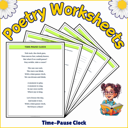 Time-Pause Clock | Poem Grammar Worksheet Printable Activity