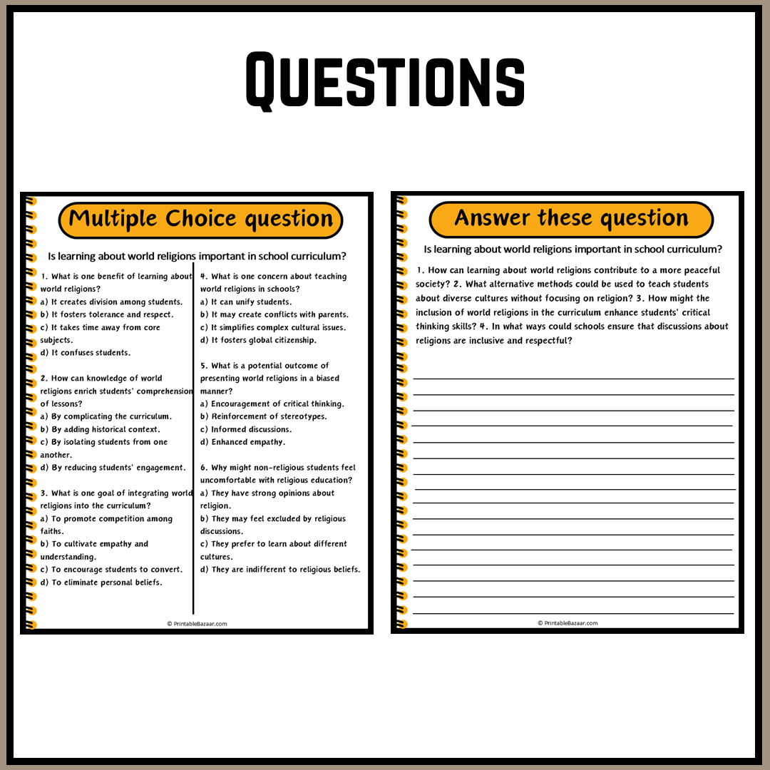 Is learning about world religions important in school curriculum? | Debate Case Study Worksheet