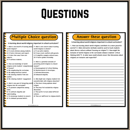 Is learning about world religions important in school curriculum? | Debate Case Study Worksheet