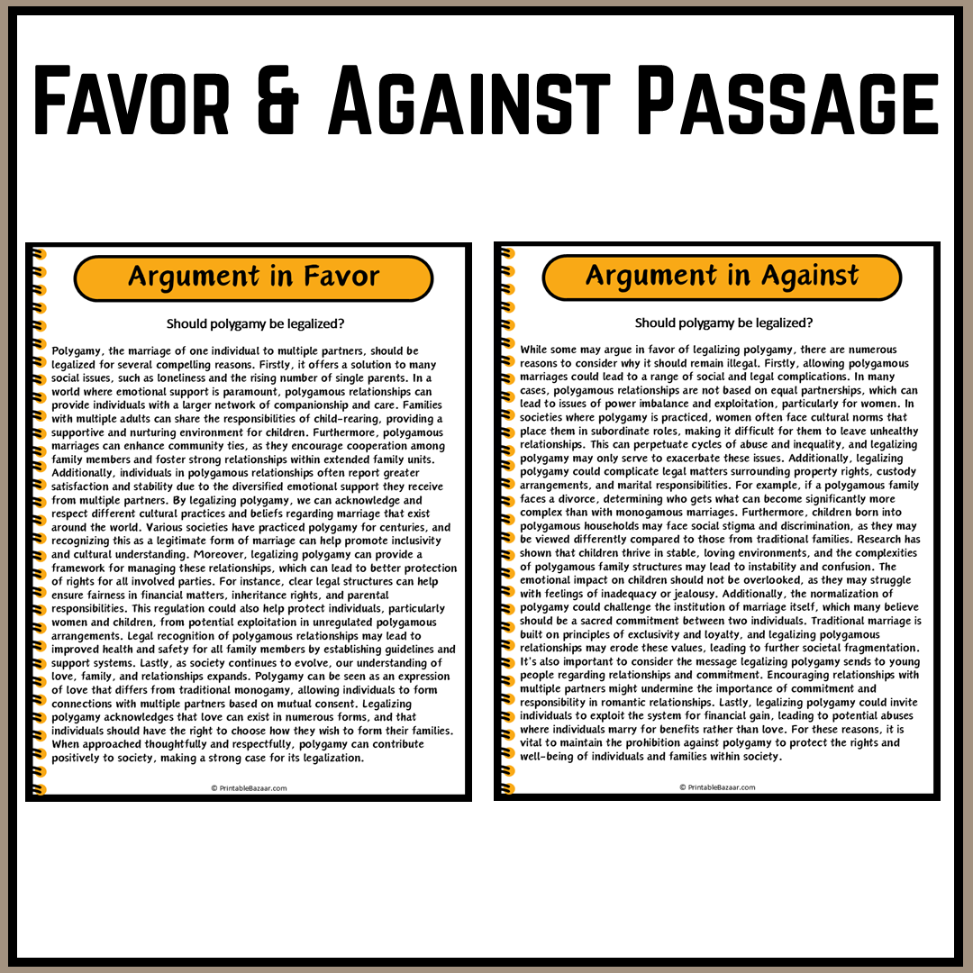 Should polygamy be legalized? | Debate Case Study Worksheet