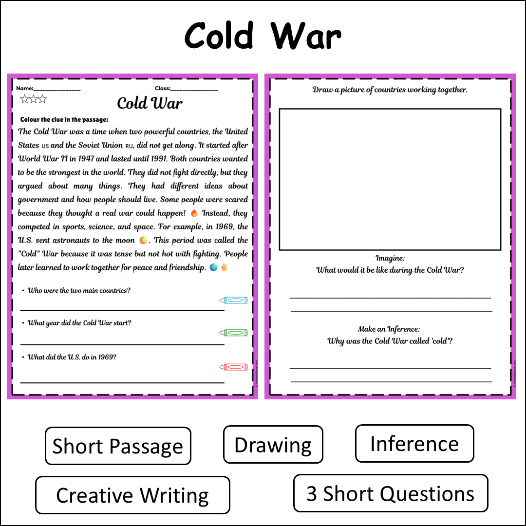Cold War | Short Reading Comprehension Creative Worksheet