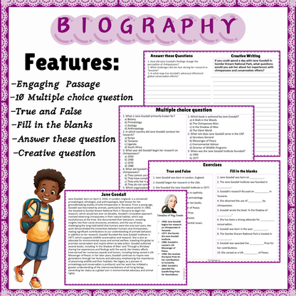 Jane Goodall | Biography Reading Comprehension and Questions Worksheet