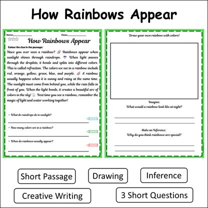 How Rainbows Appear | Short Reading Comprehension Creative Worksheet