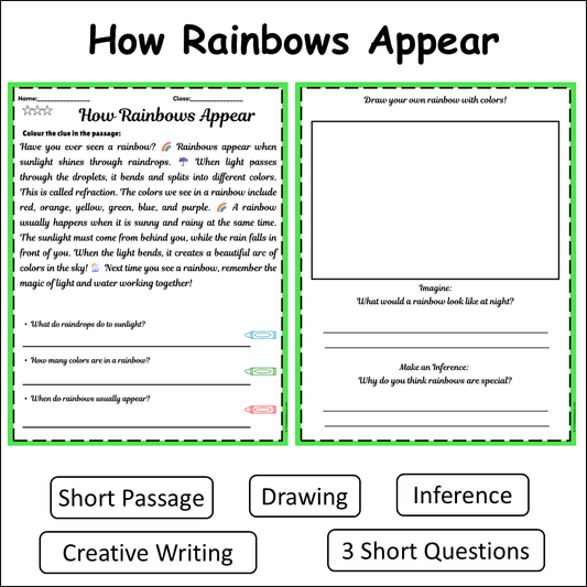 How Rainbows Appear | Short Reading Comprehension Creative Worksheet