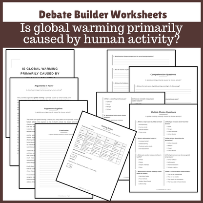 Is global warming primarily caused by human activity? | Favour and Against Worksheet Printable Activity