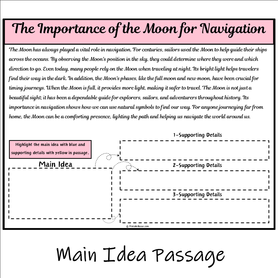 The Importance of the Moon for Navigation | Main Idea and Supporting Details Reading Passage and Questions