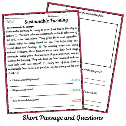 Sustainable Farming | Short Reading Comprehension Creative Worksheet