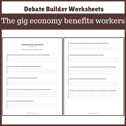 The gig economy benefits workers | Favour and Against Worksheet Printable Activity