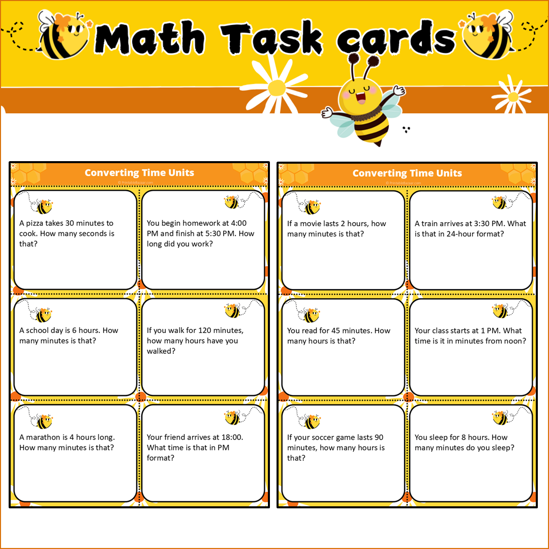 Converting Time Units | Math Task Cards