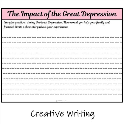 The Impact of the Great Depression | Main Idea and Supporting Details Reading Passage and Questions