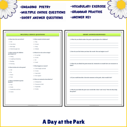 A Day at the Park | Poem Grammar Worksheet Printable Activity