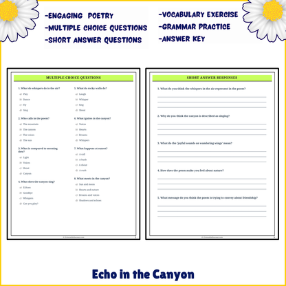 Echo in the Canyon | Poem Grammar Worksheet Printable Activity