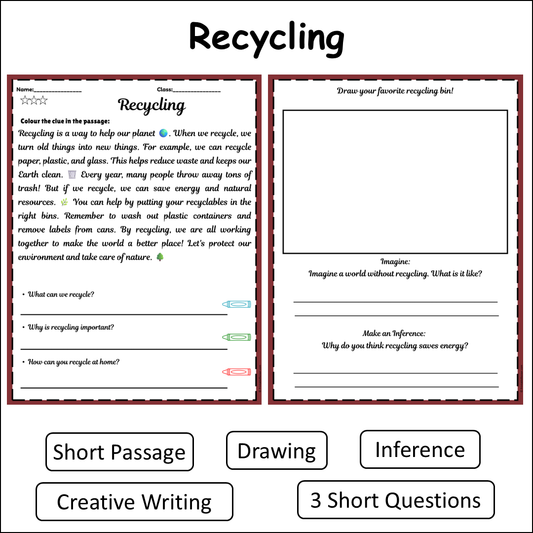 Recycling | Short Reading Comprehension Creative Worksheet