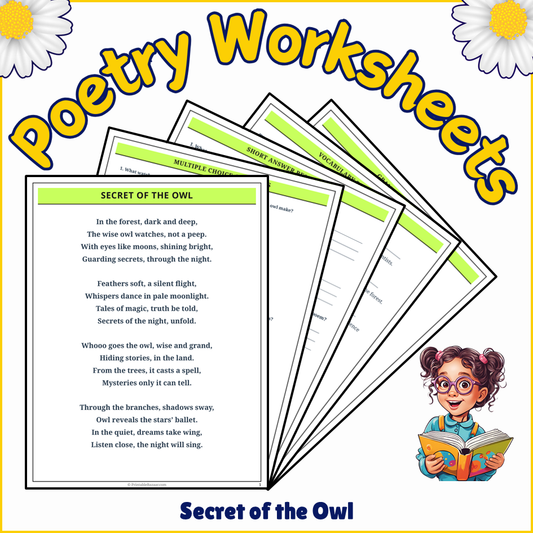 Secret of the Owl | Poem Grammar Worksheet Printable Activity