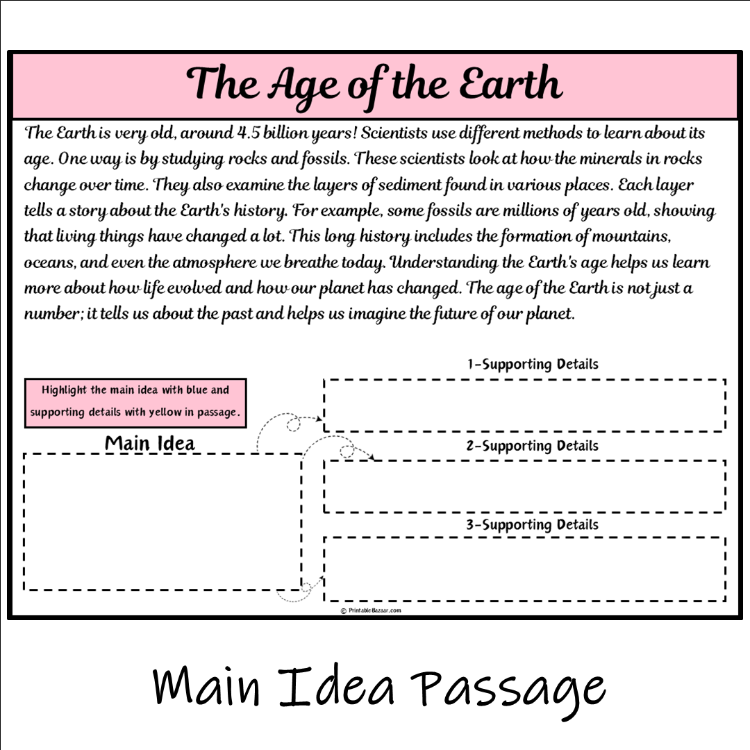 The Age of the Earth | Main Idea and Supporting Details Reading Passage and Questions