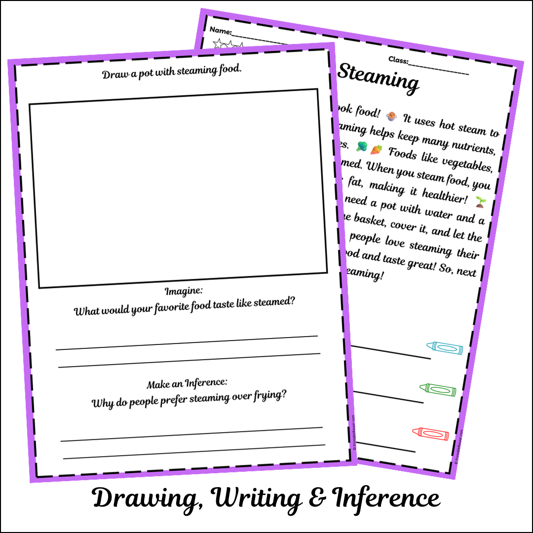Steaming | Short Reading Comprehension Creative Worksheet