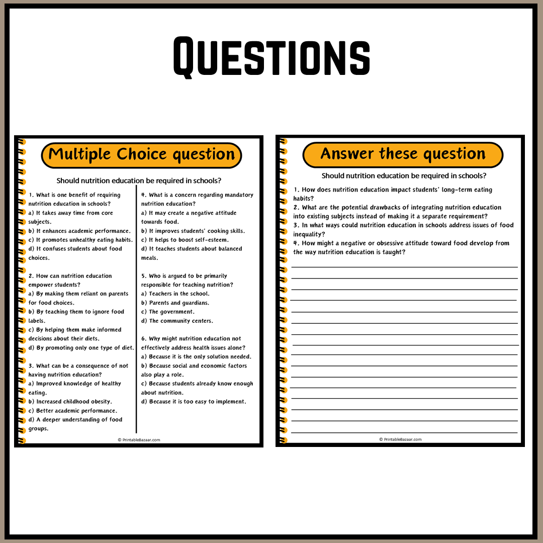 Should nutrition education be required in schools? | Debate Case Study Worksheet