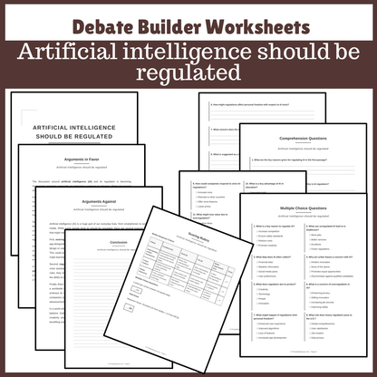 Artificial intelligence should be regulated | Favour and Against Worksheet Printable Activity