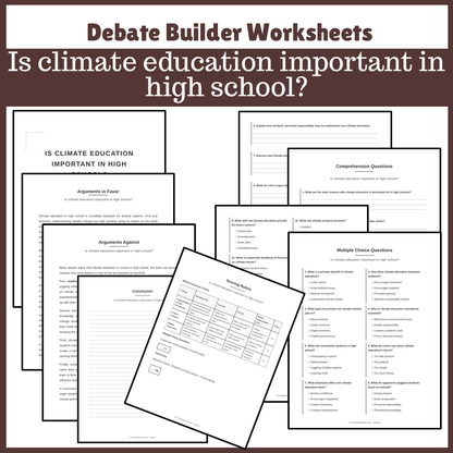 Is climate education important in high school? | Favour and Against Worksheet Printable Activity