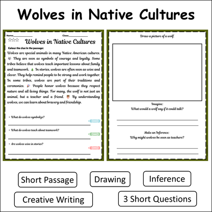 Wolves in Native Cultures | Short Reading Comprehension Creative Worksheet