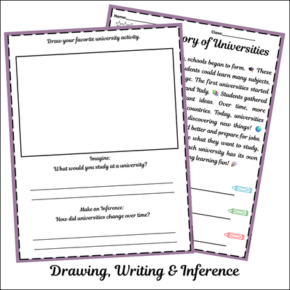 The History of Universities | Short Reading Comprehension Creative Worksheet