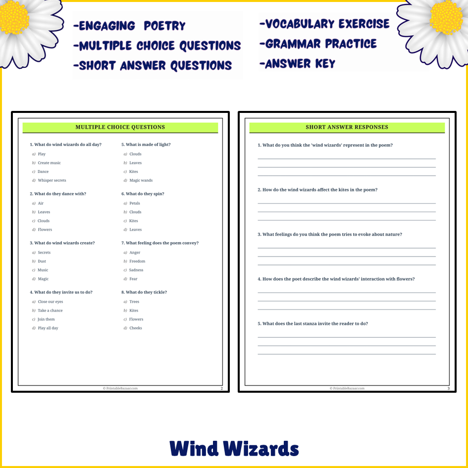 Wind Wizards | Poem Grammar Worksheet Printable Activity