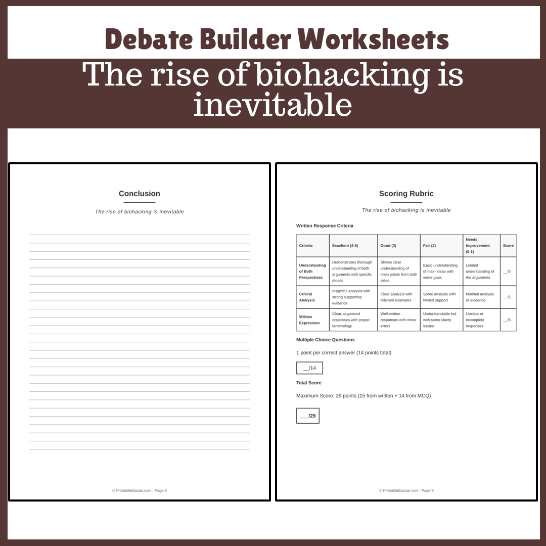 The rise of biohacking is inevitable | Favour and Against Worksheet Printable Activity