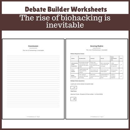 The rise of biohacking is inevitable | Favour and Against Worksheet Printable Activity