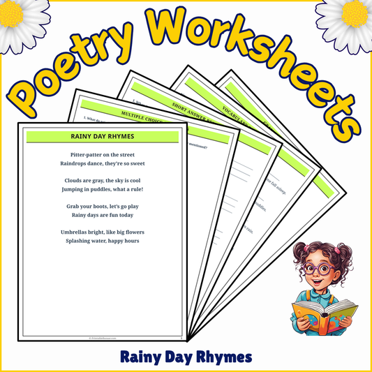 Rainy Day Rhymes | Poem Grammar Worksheet Printable Activity