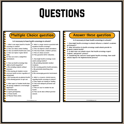 Is it necessary to have health screenings in schools? | Debate Case Study Worksheet