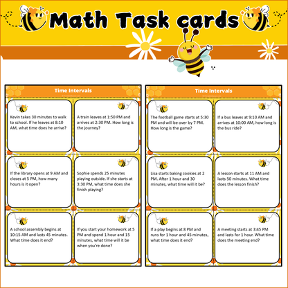 Time Intervals | Math Task Cards