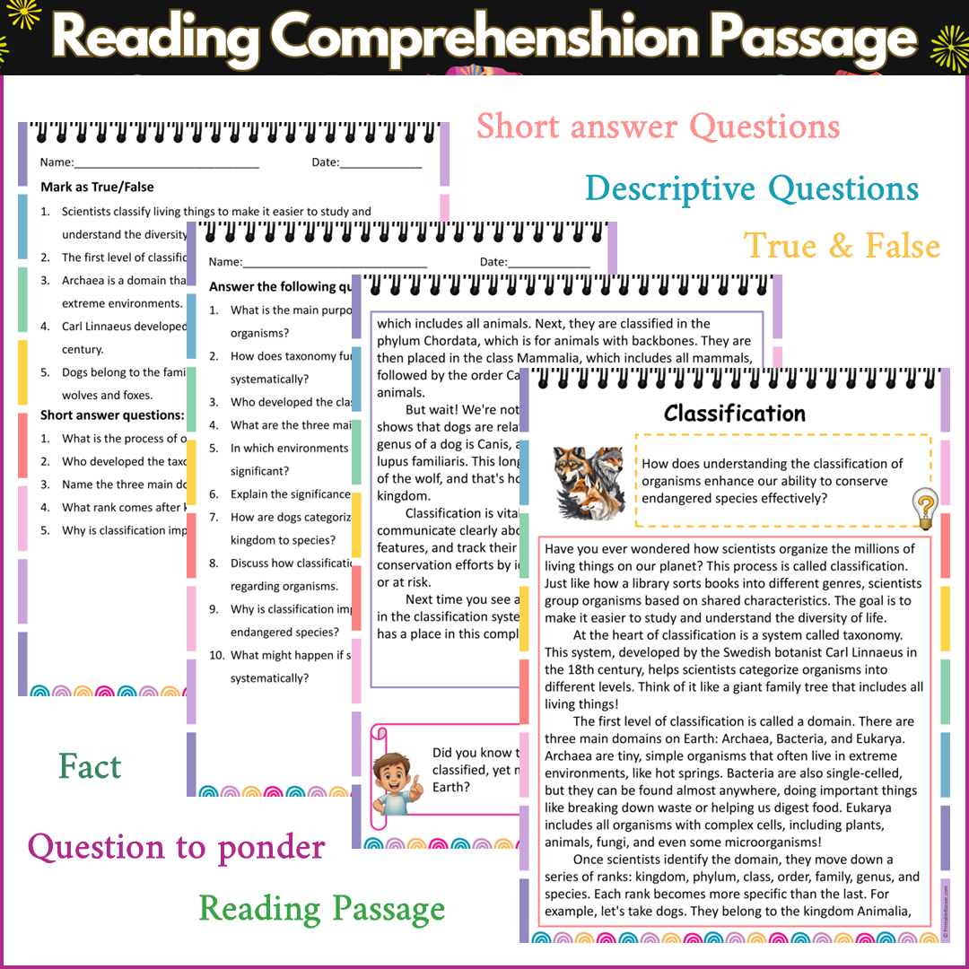 Classification | Reading Comprehension Passage and Questions