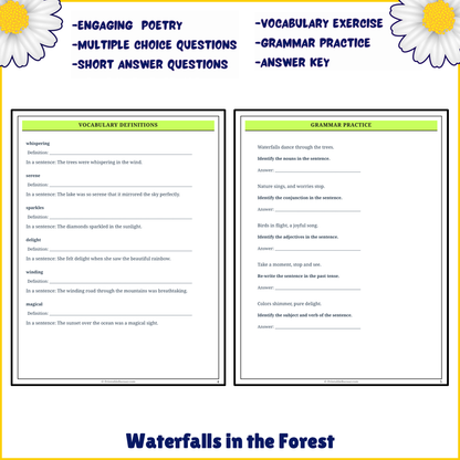 Waterfalls in the Forest | Poem Grammar Worksheet Printable Activity