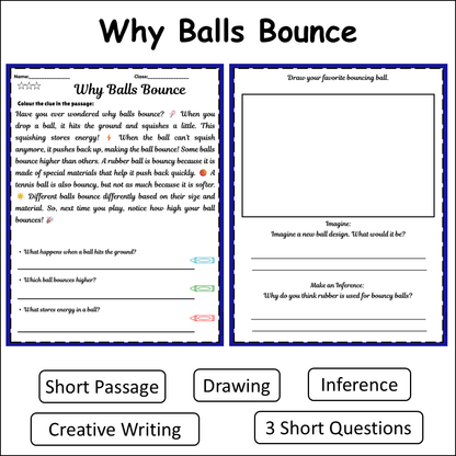 Why Balls Bounce | Short Reading Comprehension Creative Worksheet