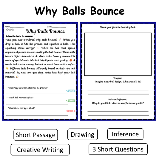 Why Balls Bounce | Short Reading Comprehension Creative Worksheet