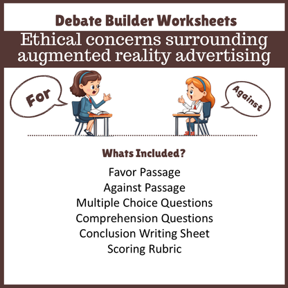Ethical concerns surrounding augmented reality advertising | Favour and Against Worksheet Printable Activity