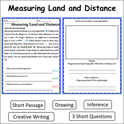 Measuring Land and Distance | Short Reading Comprehension Creative Worksheet