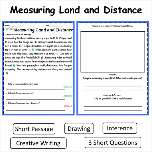 Measuring Land and Distance | Short Reading Comprehension Creative Worksheet