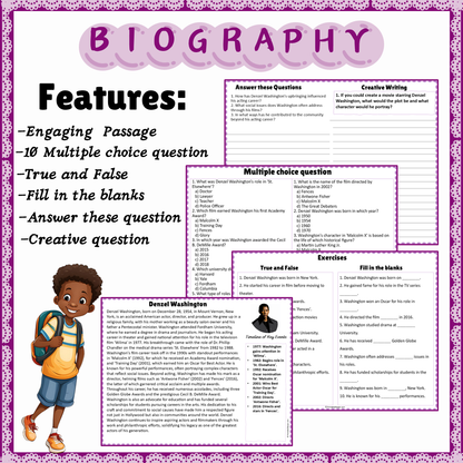 Denzel Washington | Biography Reading Comprehension and Questions Worksheet