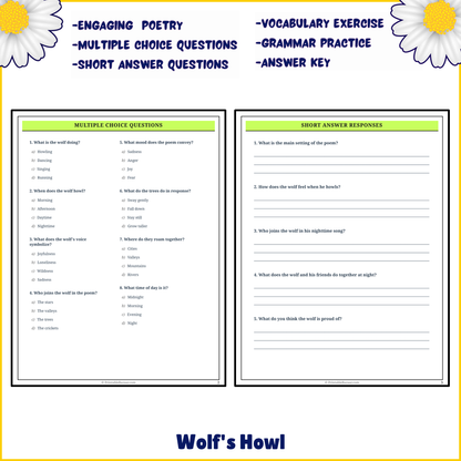 Wolf's Howl | Poem Grammar Worksheet Printable Activity