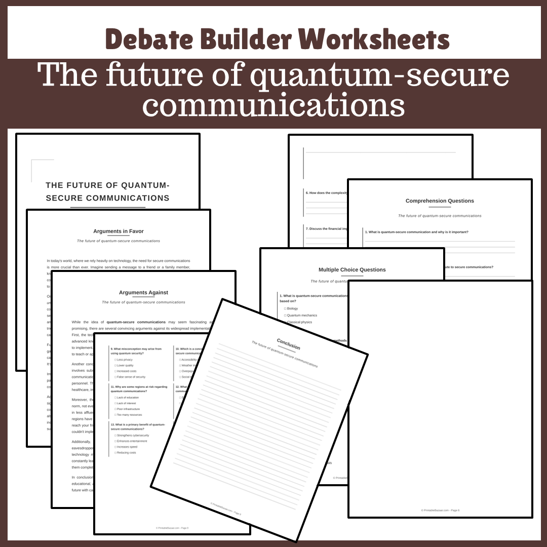 The future of quantum-secure communications | Favour and Against Worksheet Printable Activity