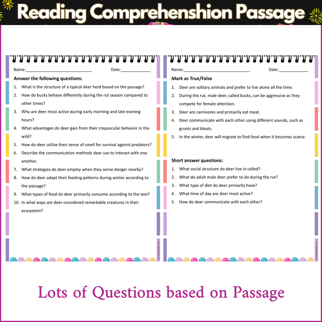 Behavior of Deer | Reading Comprehension Passage and Questions