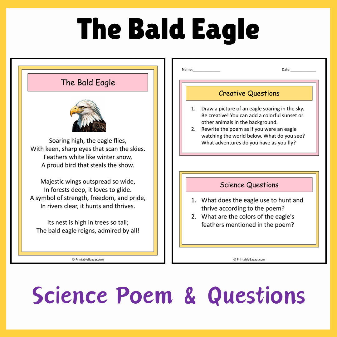 The Bald Eagle | Science Poem Reading Comprehension Activity