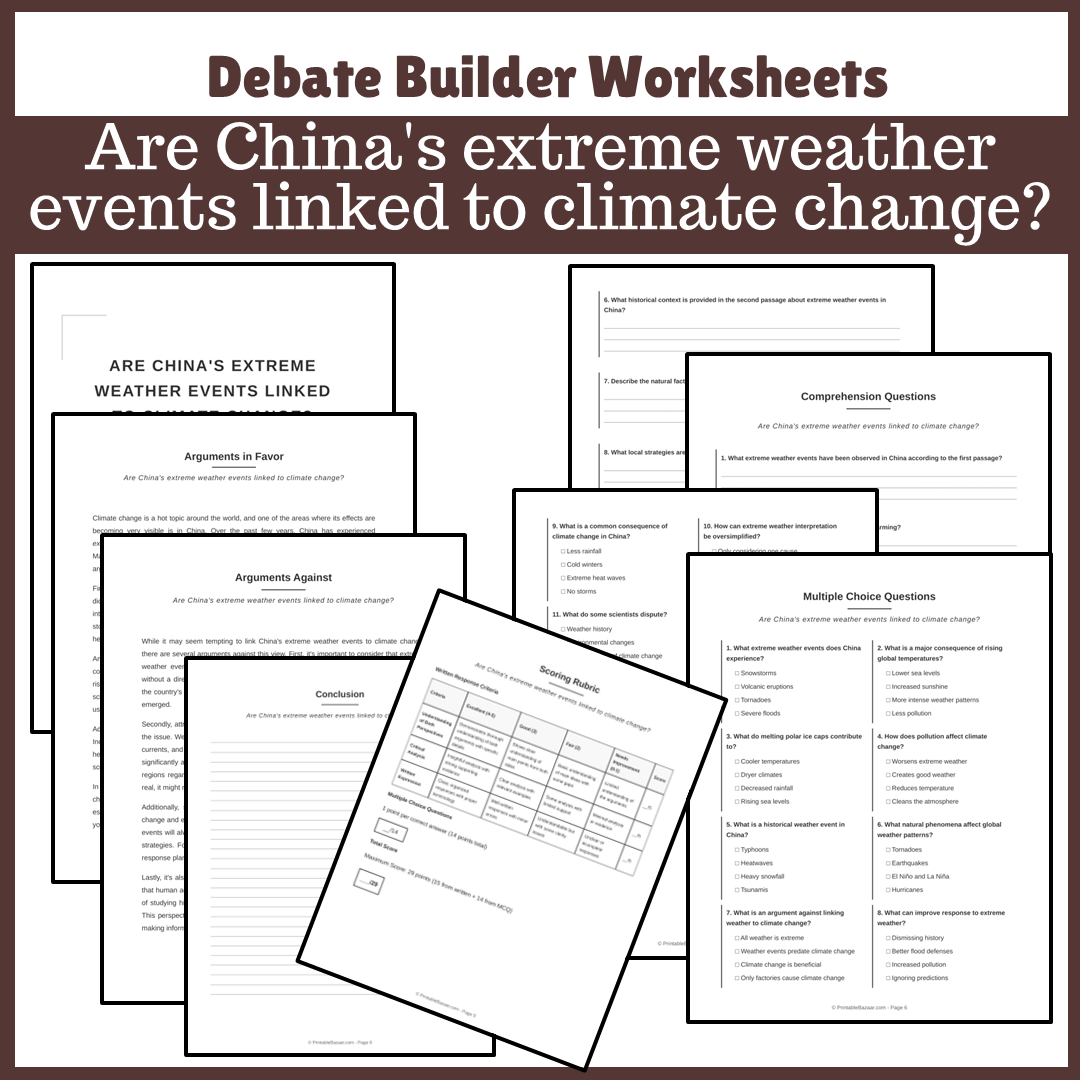 Are China's extreme weather events linked to climate change? | Favour and Against Worksheet Printable Activity