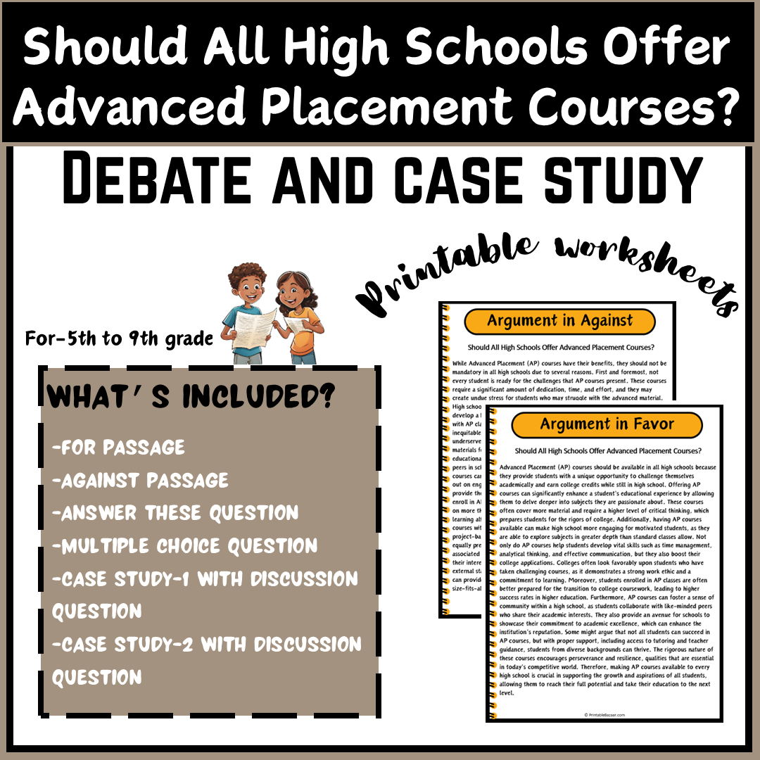 Should All High Schools Offer Advanced Placement Courses? | Debate Case Study Worksheet